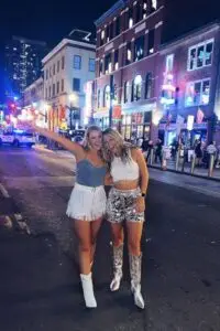 Nashville street style outfits with cowboy boots, denim, and modern western fashion